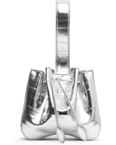 Alaïa Rose Marie Silver Bracelet Bag - White