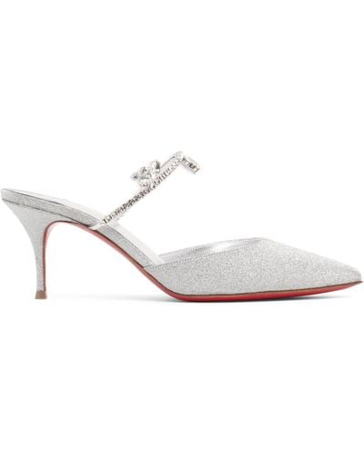 Christian Louboutin Planet Queen 70 Glitter Mules - White