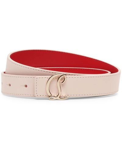 Christian Louboutin Cl Logo 25mm Beige Leather Belt - Red