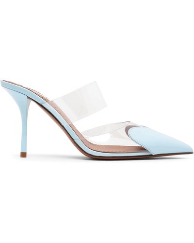 Alaïa Coeur 90 Light Blue Patent Mule Court Shoes - Metallic