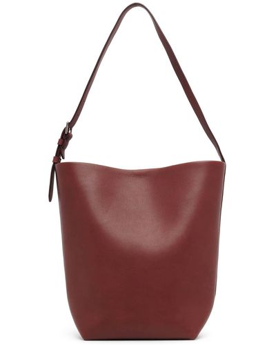 The Row Medium N/s Park Brown Leather Tote Bag - Purple