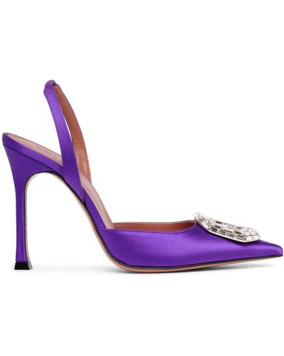 AMINA MUADDI Camelia Sling 105 Purple Satin Court Shoes