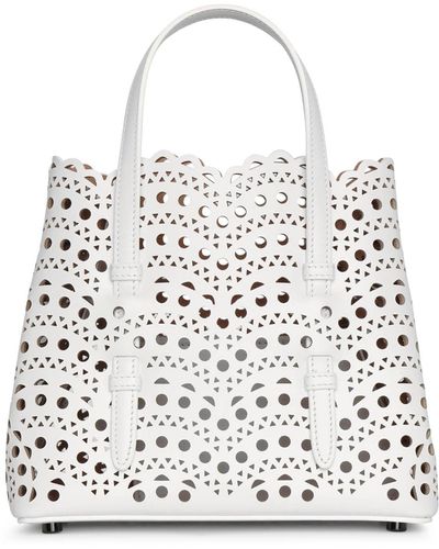 Alaïa Mina 20 Vienne Vague White Leather Tote Bag