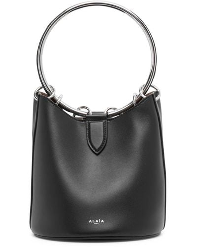Alaïa Ring Medium Black Leather Bucket Bag