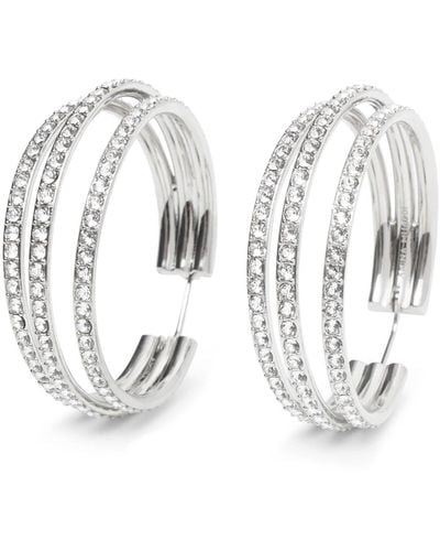 AMINA MUADDI Vittoria Hoop White And Silver Crystal Earrings - Metallic
