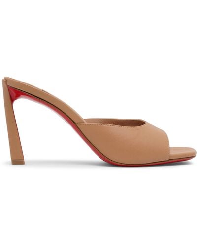 Christian Louboutin Condora 85 Beige Leather Mules - Brown