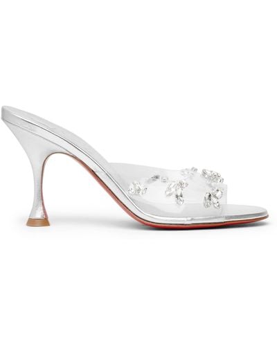 Christian Louboutin Degraqueen 85 Pvc Silver Leather Mules - White
