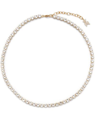 AMINA MUADDI Tennis Necklace White And Gold - Metallic