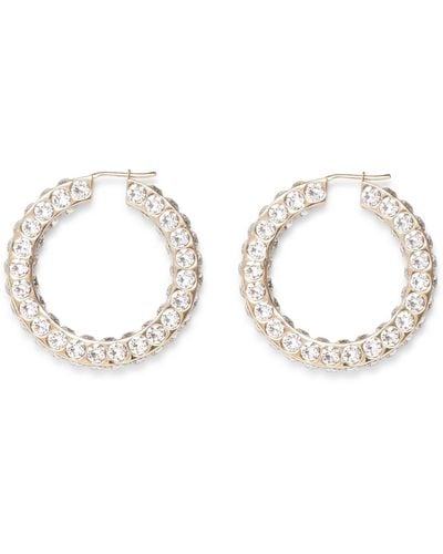 AMINA MUADDI Jah Hoop Big White And Gold Crystal Earrings - Metallic
