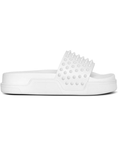 Christian Louboutin Pool Fun Donna Spiked Leather Slides - White