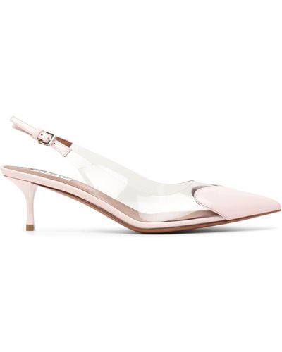 Alaïa Coeur 55 Pink Patent Slingback Court Shoes - Natural