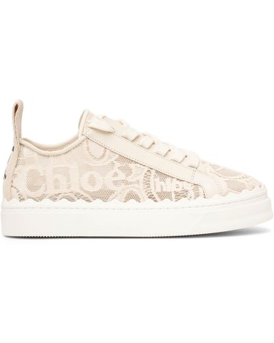Chloé Lauren Brand-motif Lace Sneakers - White