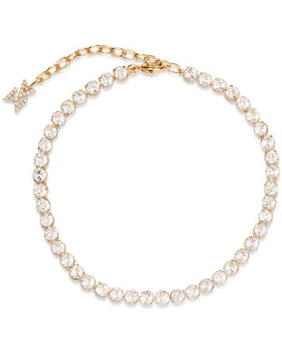 AMINA MUADDI Tennis Anklet White And Gold Crystals - Metallic