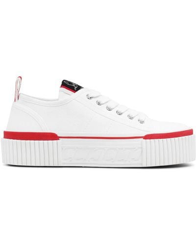 Christian Louboutin Super Pedro Brand-embellished Woven Low-top Trainers - White