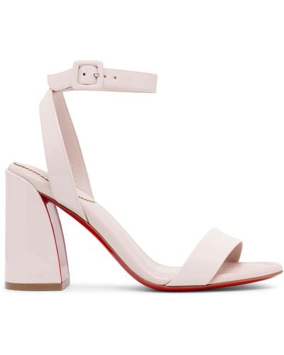 Christian Louboutin Miss Sabina 85 Beige Patent Sandals - Pink