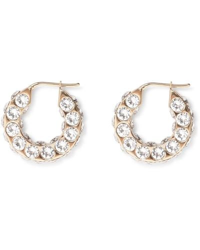 AMINA MUADDI Jah Hoop Small White And Gold Crystal Earrings - Metallic
