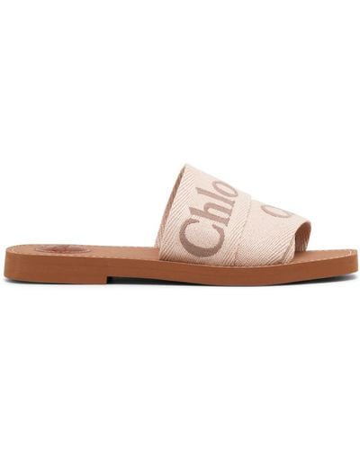 Chloé Woody Blushy Beige Slide Sandals - Pink