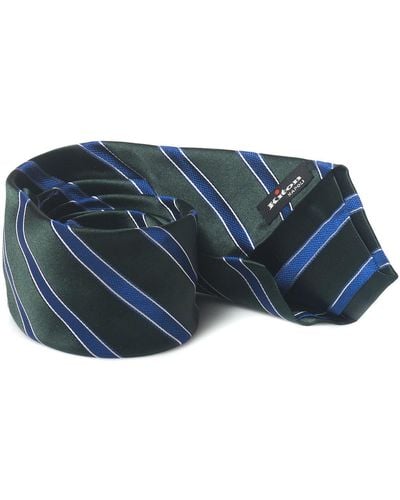 Kiton Cravatta Verde/azzurro Seta - Blu
