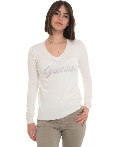 Guess Maglia collo a V - Bianco