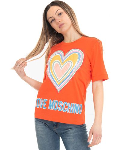 Love Moschino T-shirt girocollo - Arancione