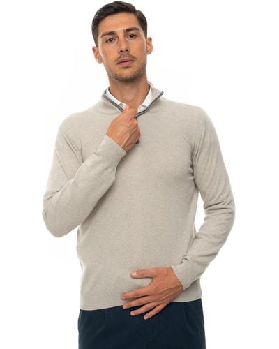 Andrea Fenzi Pullover mezza zip - Neutro