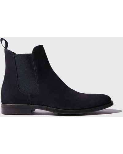 SCAROSSO Chelsea Boots Giacomo Blue Suede Leather