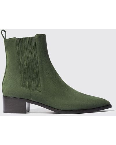 SCAROSSO Olivia Green Suede Chelsea Boots