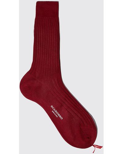 SCAROSSO Red Cotton Calf Socks Socks - Black