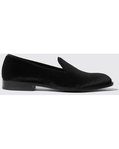 SCAROSSO Mocassins & Chaussures Plates George Black Velvet Velours - Noir