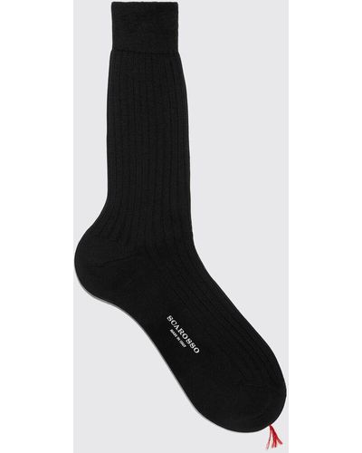 SCAROSSO Socks Navy Wool Calf Socks Merino Wool - Black