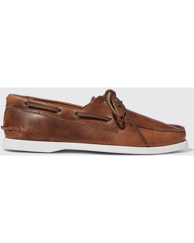 SCAROSSO Orlando Cigar Boat Shoes - Brown