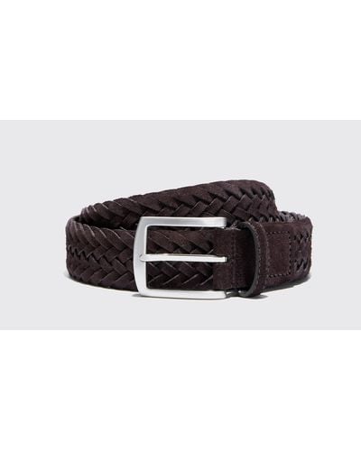 SCAROSSO Belts Cintura Marrone Intrecciata Scamosciata Suede Leather - Brown