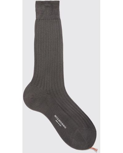 SCAROSSO Socks Grey Cotton Calf Socks Cotton
