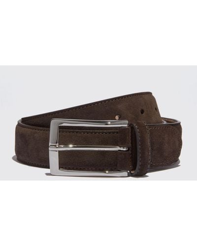SCAROSSO Belts Cintura Testa Di Moro Classica Suede Leather - Brown