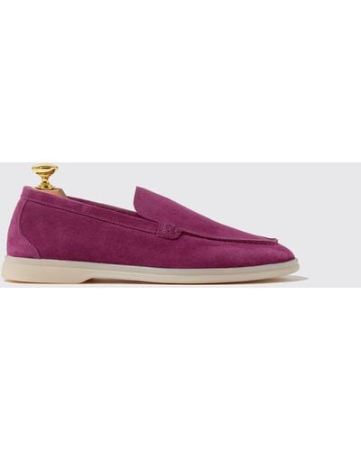 SCAROSSO Ludovica Maroon Suede Loafers - Purple
