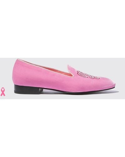 SCAROSSO Mocassins & Chaussures Plates Nolita Pink Velvet Velour - Rose