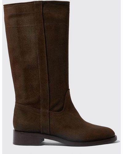 SCAROSSO Tess Brown Suede Boots - Black