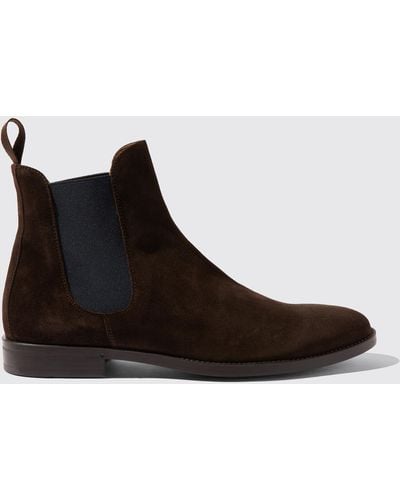 SCAROSSO Chelsea Boots Giacomo Brown Suede Leather