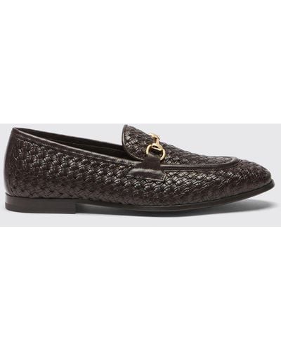 SCAROSSO Alessandro Brown Woven Loafers - Black