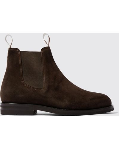 SCAROSSO William Iii Brown Suede Chelsea Boots - Black