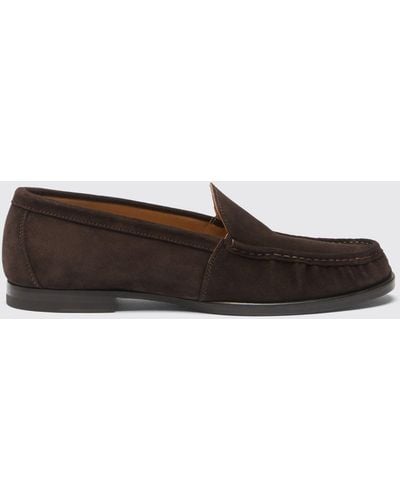 SCAROSSO Alain Brown Suede Loafers - Black