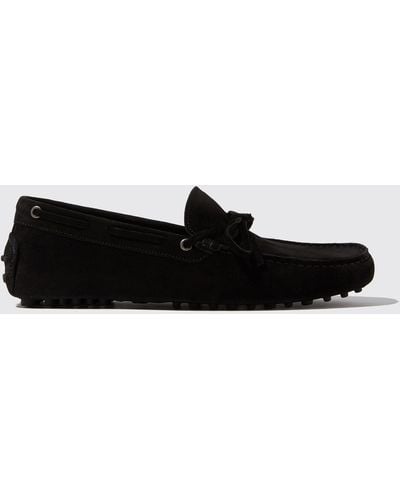 SCAROSSO James Black Suede Loafers & Flats