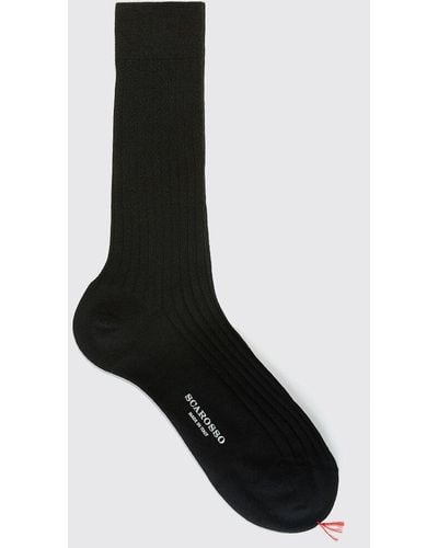 SCAROSSO Socks Black Wool Calf Socks Merino Wool