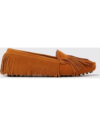 SCAROSSO Maya Tan Suede Loafers & Flats - Multicolor