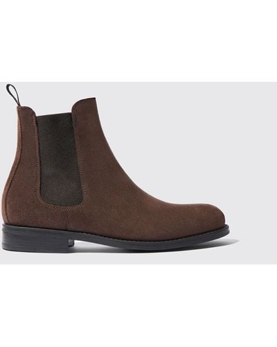 SCAROSSO Claudia Brown Suede Chelsea Boots - Black