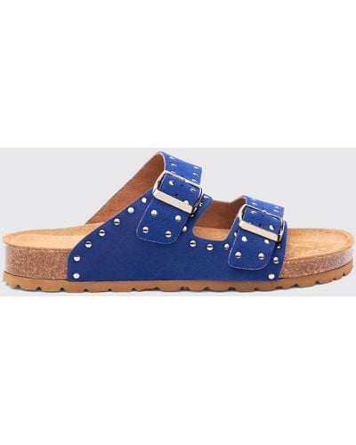 SCAROSSO Delilah Blue Suede Sandals