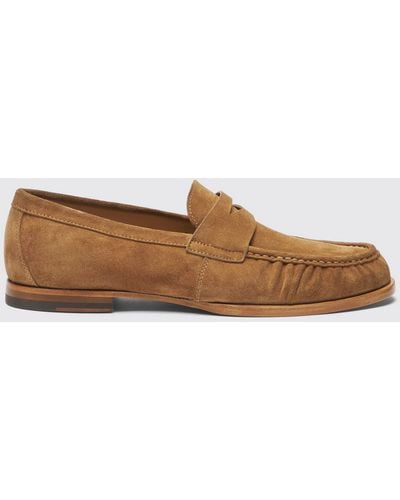 SCAROSSO Fred Tan Suede Loafers - Black