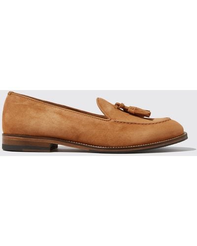 SCAROSSO Loafers Sienna Tan Suede Suede Leather - Brown
