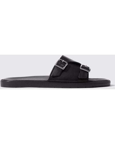 SCAROSSO Costantino Moro Summer Flat Shoes - Black