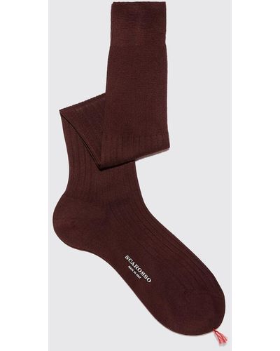 SCAROSSO Socken Italian Shoe Burgundy Cotton Knee Socks - Schwarz